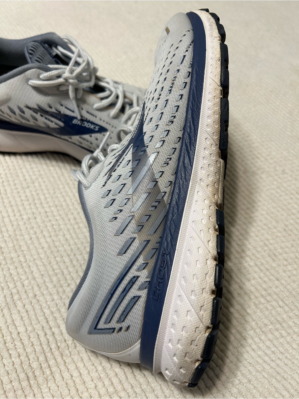 Brooks Men’s Ghost Running Shoes - Light Gray and Navy Accents